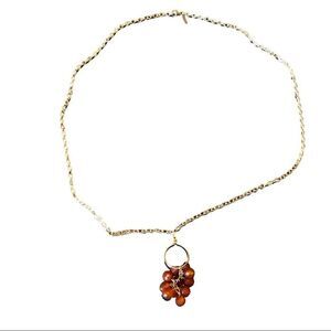 K Amato 26” Gold Tone Chain Necklace Beaded Dangle